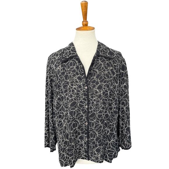 Vintage 90s i.e. Whimsical 100% Silk Workwear Quarter Sleeve Blouse Size XXL - Picture 1 of 7